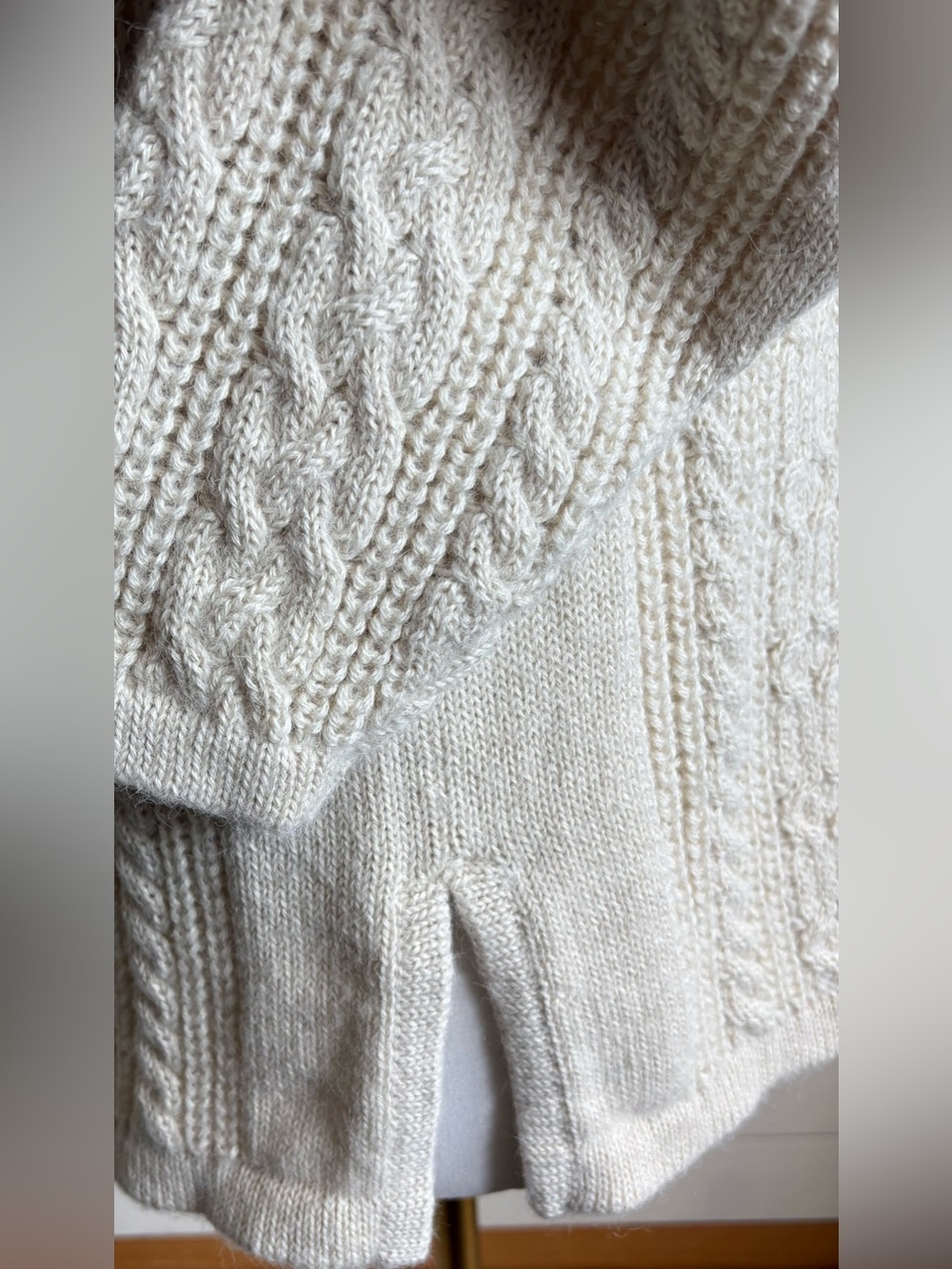 Deirdre McQuire Alpaca Cable Knit Turtleneck Sweater - Color Cream - Handmade - Picture 6 of 12